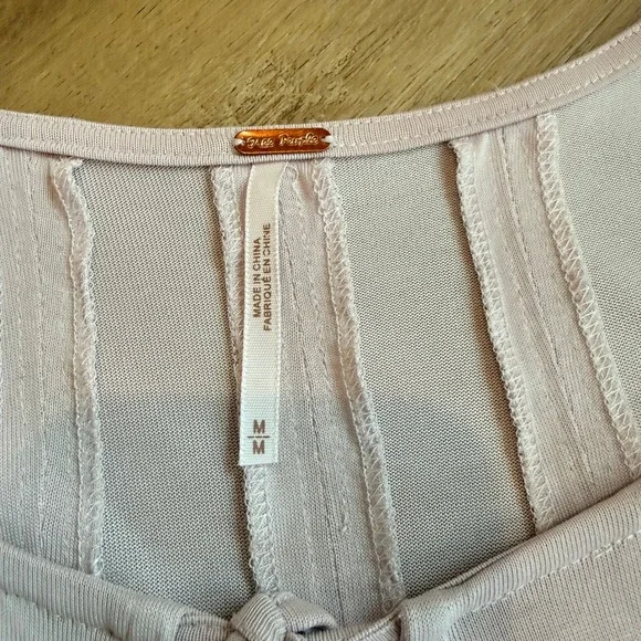 FREE PEOPLE Mauve Pink Pleated Babydoll Sleeveless Tunic Top Womens M - Picture 3 of 6